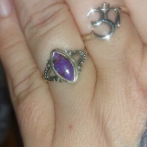 Purple Copper Turquoise Dainty Sterling Silver Ring